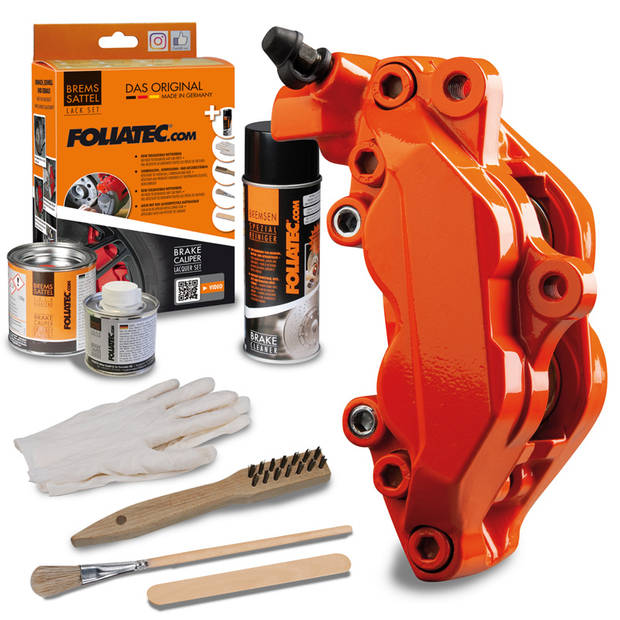 Foliatec Remklauwlakset - Flame Oranje - 3 Componenten - Inclusief remmenreiniger