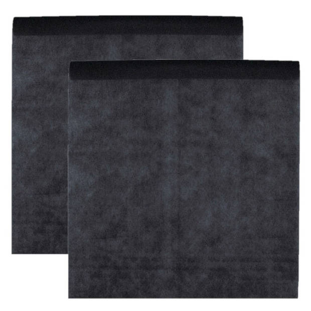 Santex Tafelkleed op rol - 2x - polyester - zwart - 120 cm x 10 m - Feesttafelkleden