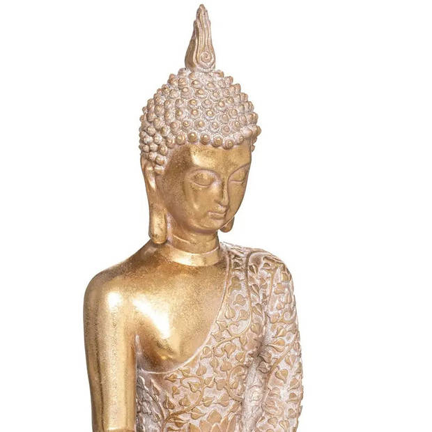 Atmosphera Home deco Boeddha beeld - goud kleurig - 20 x 32 cm - voor binnen - Beeldjes