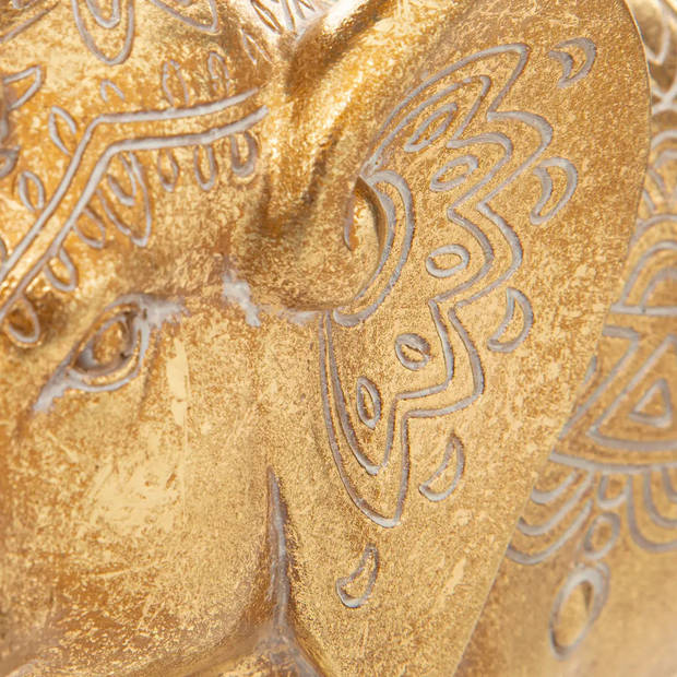 Atmosphera Home decoratie dier/ beeldje Olifant - goud kleurig - 26 x 23 cm - Beeldjes