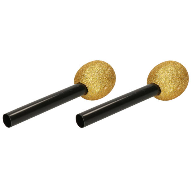 Speelgoed microfoon - set van 2x - goud - kunststof - 22 cm - Verkleedattributen