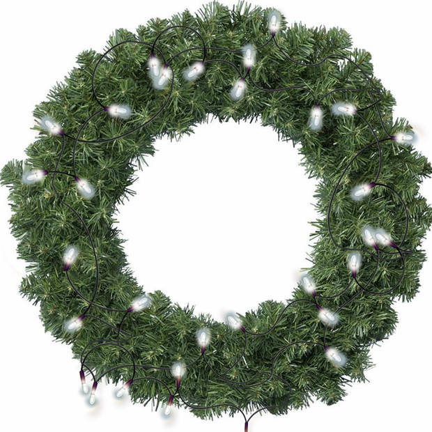 Kerstkrans groen 60 cm incl. verlichting helder wit 4m - Kerstkransen