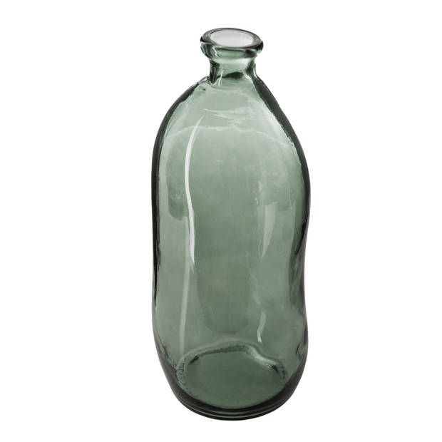 Atmosphera bloemenvaas Organische fles vorm - groen transparant - glas - H36 x D15 cm - Vazen