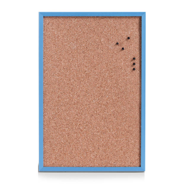 Prikbord incl. 25x punaises zwart - 40 x 60 cm - blauw - kurk - Prikborden