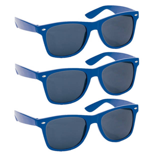 Hippe party zonnebrillen blauw volwassenen - 4 stuks - Verkleedbrillen