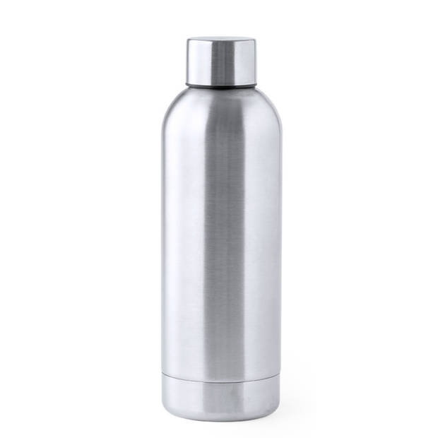 RVS waterfles/drinkfles - 2x - kleur metallic zilver - schroefdop - 800 ml - Drinkflessen