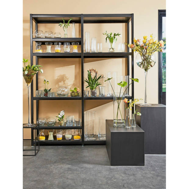 Mica Decorations Bloemen/planten vaas Boly - gerecycled glas - transparant - D19 x H18 cm - Vazen
