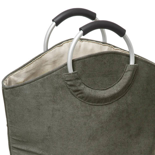 5Five Wasmand XXL wasgoed zak met hengsels - olijfgroen - 35 liter - 52 x 28 x 60 cm - Wasmanden