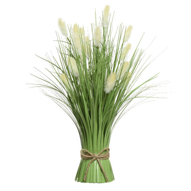 Kunstplant pampas gras - in pot wit - keramiek - H70 cm - Kunstbloemen
