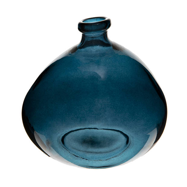 Atmosphera bloemenvaas Organische bol fles vorm - blauw transparant - glas - H22 x D21 cm - Vazen