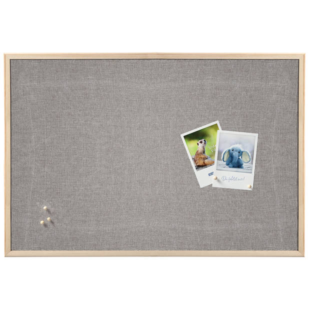 Zeller prikbord textiel - lichtgrijs - 60 x 80 cm - incl. punaises - Prikborden