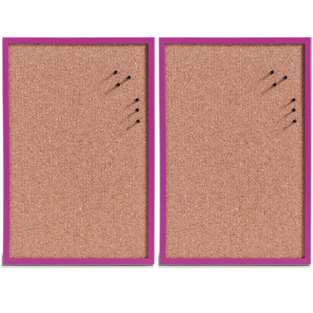 Zeller prikbord incl. punaises - 2x - 40 x 60 cm - paars - kurk - Prikborden