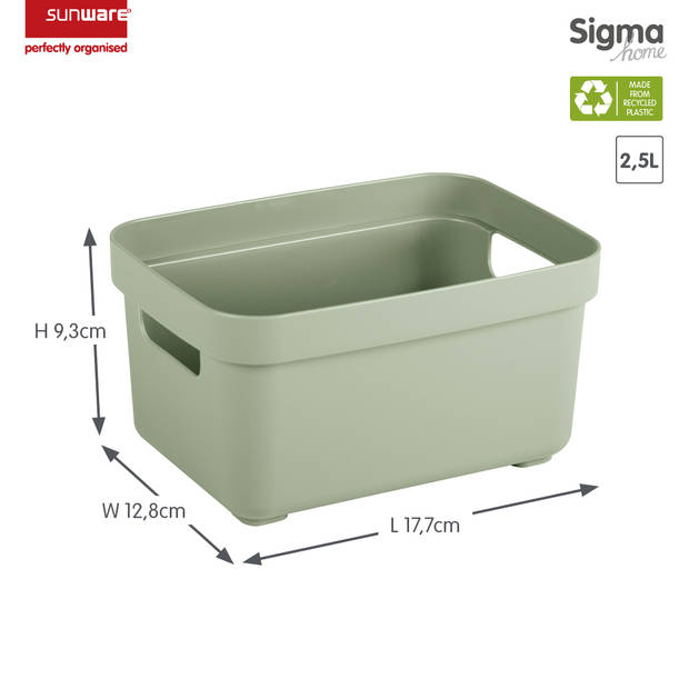 Sigma home opbergbox 2,5L groen - Set van 6