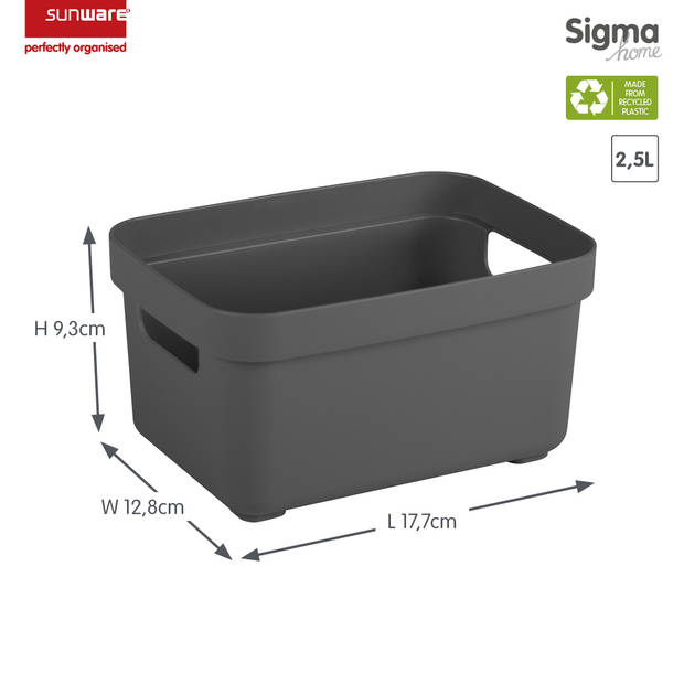 Sigma home opbergbox 2,5L antraciet - Set van 6