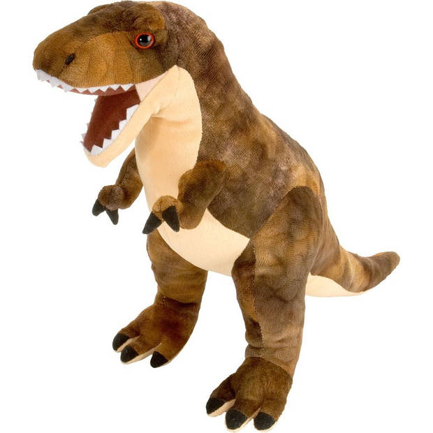 Pluche knuffel Dino T-rex van 25 cm met A5-size Happy Birthday wenskaart - Knuffeldier