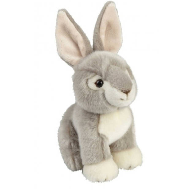 Pluche knuffel cadeau Konijn 18 cm met A5-size Gefeliciteerd wenskaart - Knuffel huisdieren