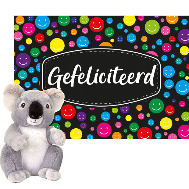 Keel toys - Cadeaukaart Gefeliciteerd met knuffeldier koala 18 cm - Knuffeldier