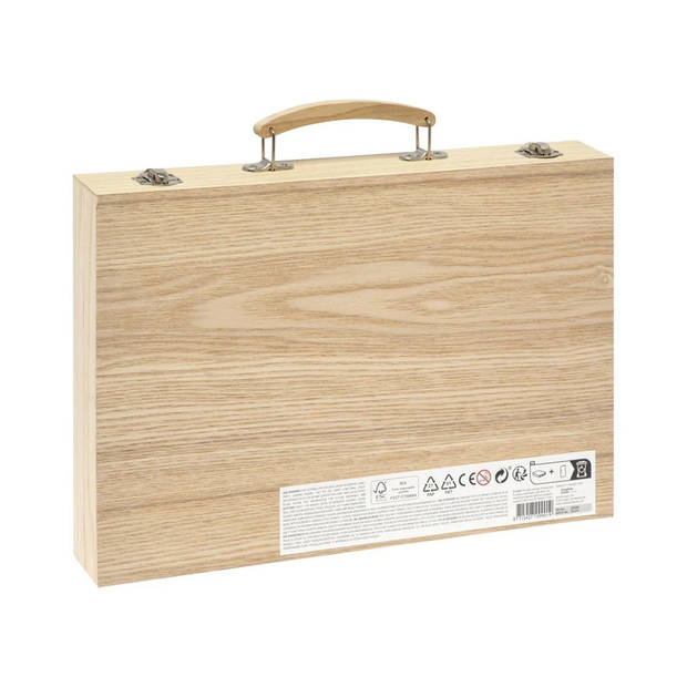 Grafix - Teken en verf set 86-delig in houten koffer hobbymateriaal - Tekendozen