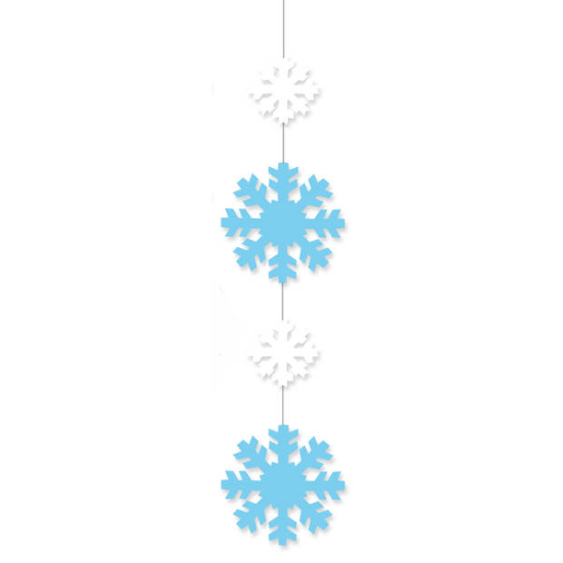 2x stuks decoratie hanger met sneeuwvlokken 120 x 25 cm - Feestslingers