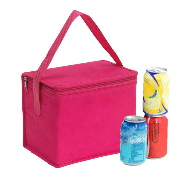 Kleine koeltas voor lunch - roze - 20 x 13 x 17 cm - 4.5 liter - Koeltassen - sixpack - Koeltas