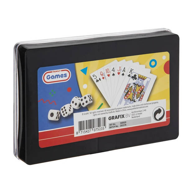 Grafix - 2x Pakjes speelkaarten inclusief 4 dobbelstenen - Kaartspel