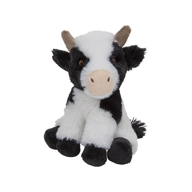 Pluche boerderijdieren knuffels Koe en Ezel setje van 19 en 16 cm - Knuffel boederijdieren