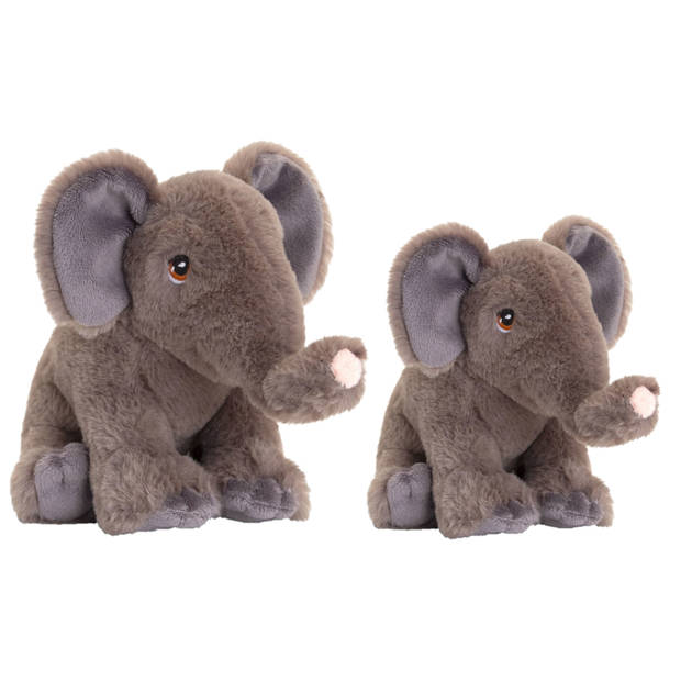 Keel Toys - Pluche knuffel dieren set 2x olifanten 18 en 25 cm - Knuffeldier