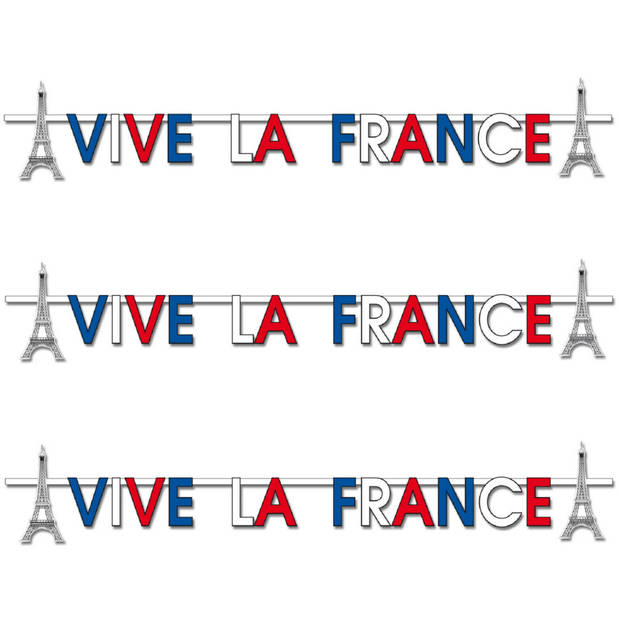 Letterslinger Frankrijk 3x stuks 2 meter - Feestslingers