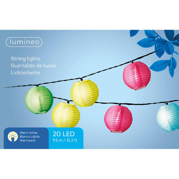 Lumineo buiten feestverlichting led - 14,5 meter - 5 kleuren - Lichtsnoer voor buiten