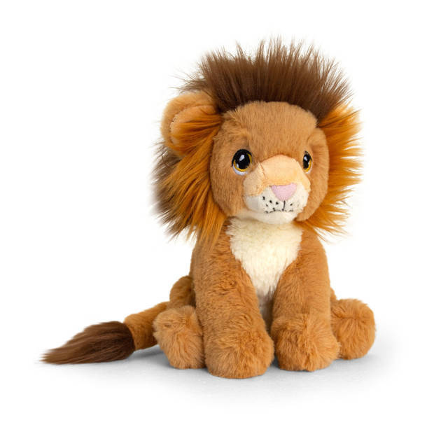 Keel Toys Pluche knuffel dier leeuw - bruin - 18 cm - Knuffelbeesten leeuwen - Knuffeldier