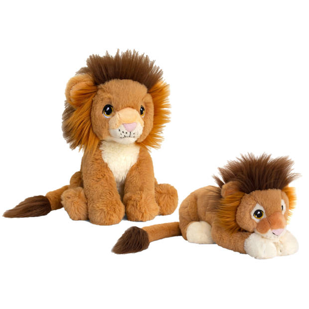 Keel Toys - Pluche knuffel dieren set 2x leeuwen 18 en 35 cm - Knuffeldier