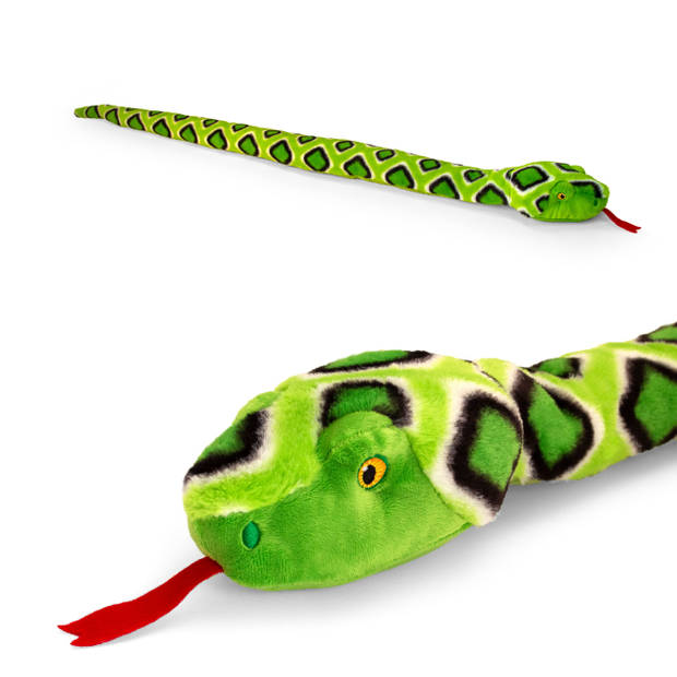 Keel Toys - Pluche knuffel dieren set van 2x slangen rood en groen 100 cm - Knuffeldier