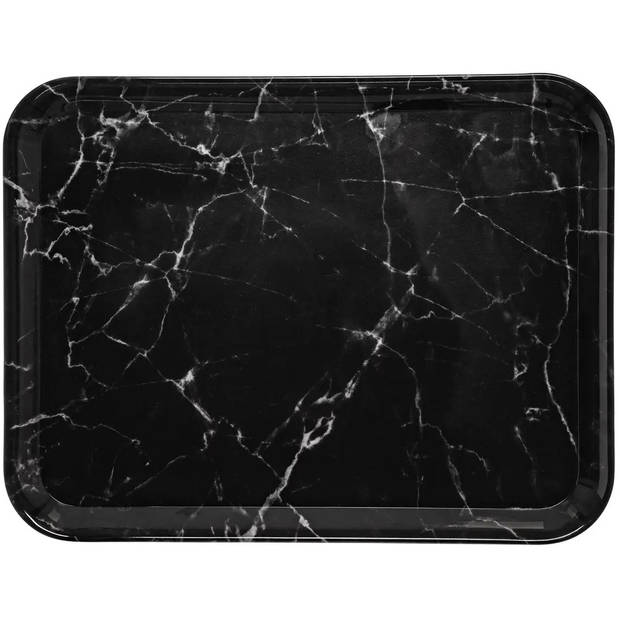 5Five Dienblad/serveer tray Marble - Melamine - zwart - 33 x 43 cm - Dienbladen
