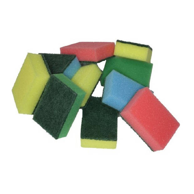 Gekleurde schuursponsjes - 10x - schoonmaak - afwas - Sponzen