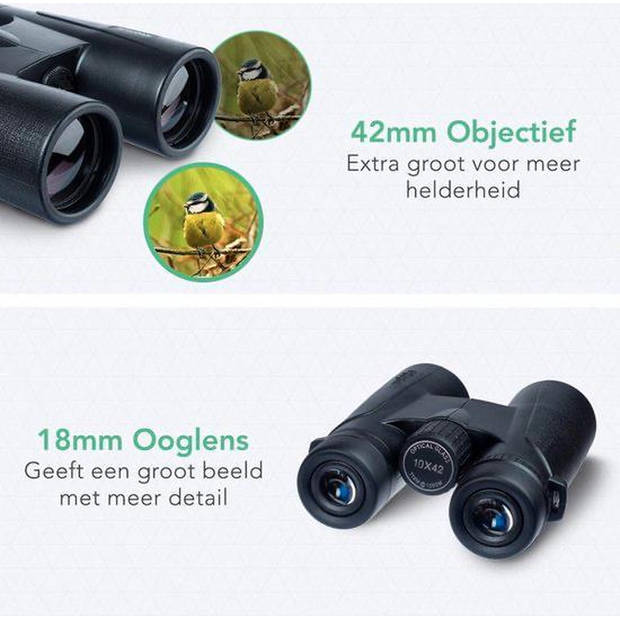 FEDEC Binoculaire Verrekijker - met smartphone adapter - 10x Vergroting 42mm Objectief - Zwart