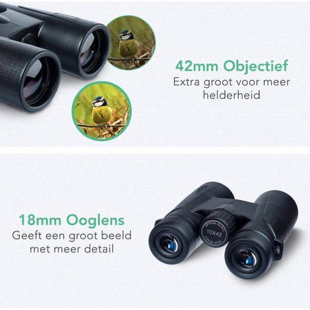 FEDEC Binoculaire Verrekijker - 10x Vergroting 42mm Objectief - Zwart