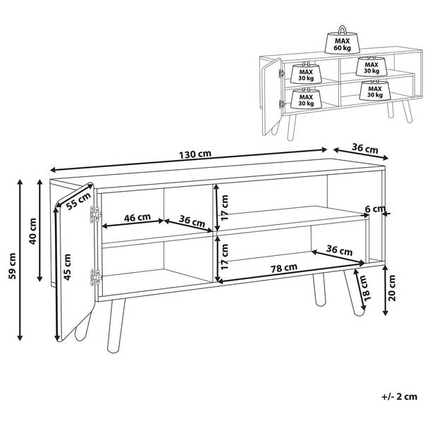 Beliani WESTFIELD - TV-kast-Lichte houtkleur-Rubberhout