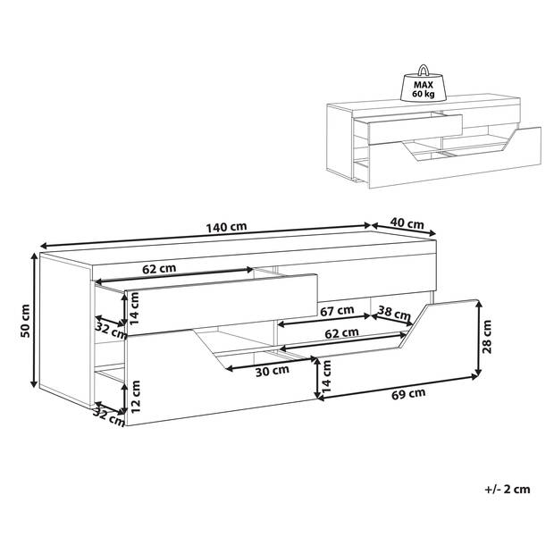 Beliani CHEVAL - TV-kast-Wit-MDF