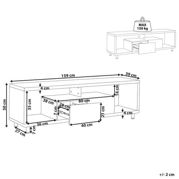 Beliani KNOX - TV-kast-Lichte houtkleur-MDF