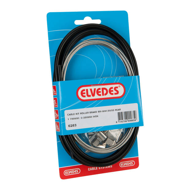 Elvedes Rollerbrake kabelkit BR-IM41/50/53 1700mm / 2250mm RVS zwart (op kaart)