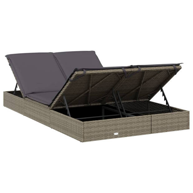 The Living Store Ligbed Tuin - Grijs - 201x110x20/23/36/50/62 cm - Verstelbaar - Inclusief kussens