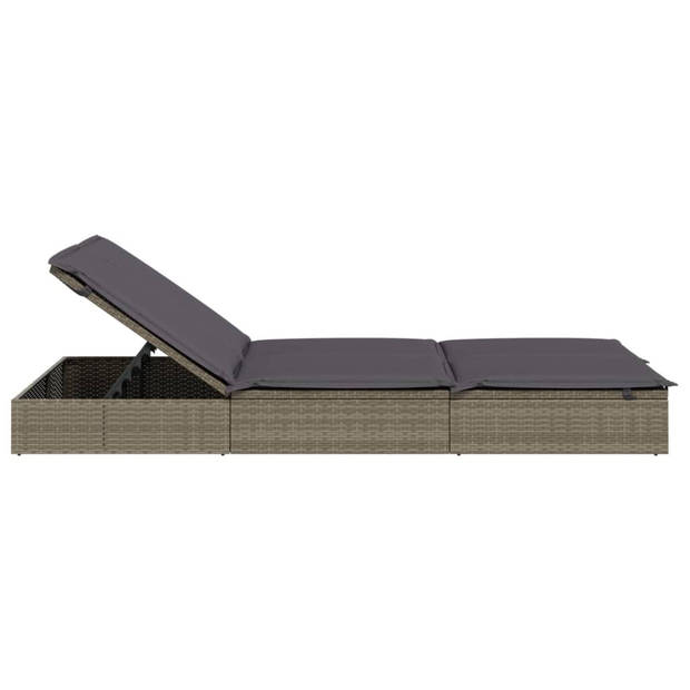 The Living Store Ligbed Tuin - Grijs - 201x110x20/23/36/50/62 cm - Verstelbaar - Inclusief kussens