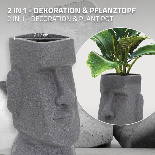 Plantenpot Paaseiland 26x23x43 cm Grijs Polyresin ML-Design