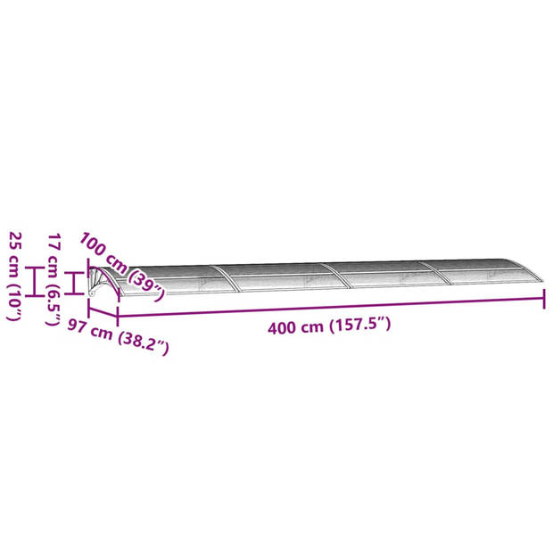 vidaXL Deurluifel 400x100 cm polycarbonaat zwart