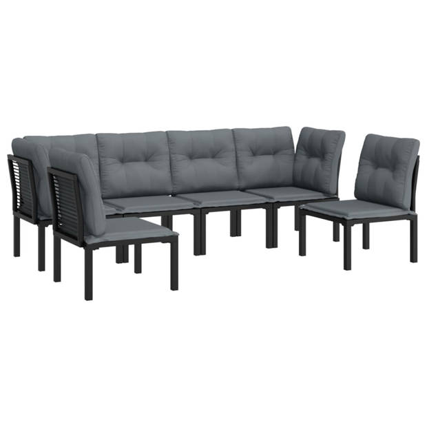 vidaXL 6-delige Loungeset poly rattan zwart en grijs