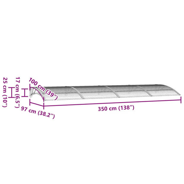 vidaXL Deurluifel 350x100 cm polycarbonaat zwart