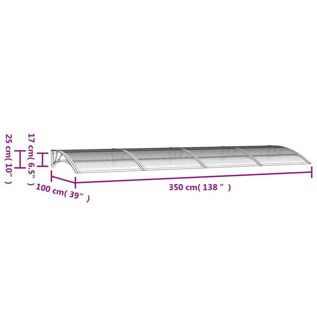 vidaXL Deurluifel 300x100 cm polycarbonaat zwart