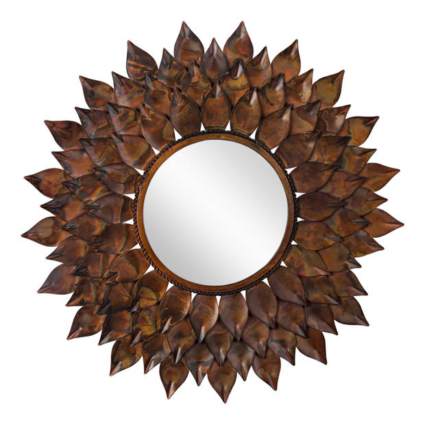 WOMO-DESIGN Decoratieve wandspiegel bruin, Ø 74 cm, gemaakt van glas met metalen frame