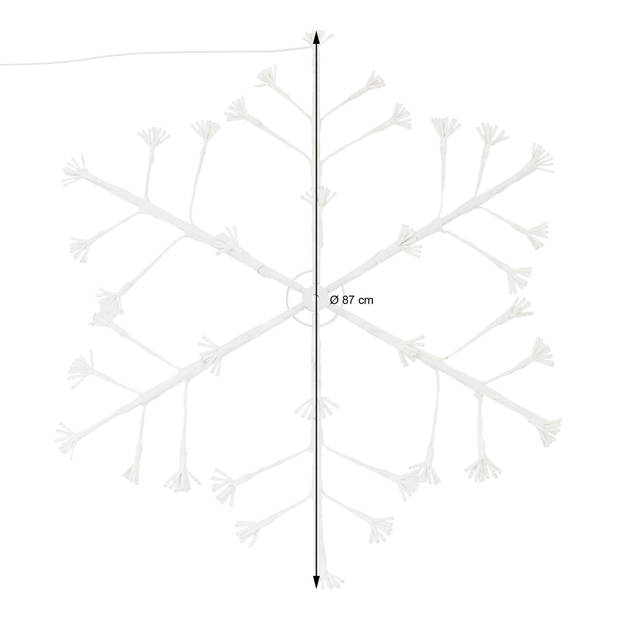 LED sneeuwvlok met 288 warm witte LED's gemaakt van metaal