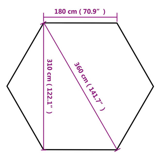 vidaXL Partytent inklapbaar zeshoekig 3,6x3,1 m taupe 220 g/m²